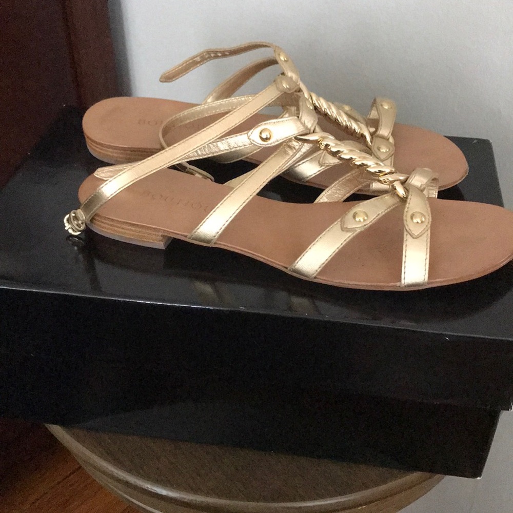 Used Boutique 9 Parian Gold Leather Sandals,Size 6